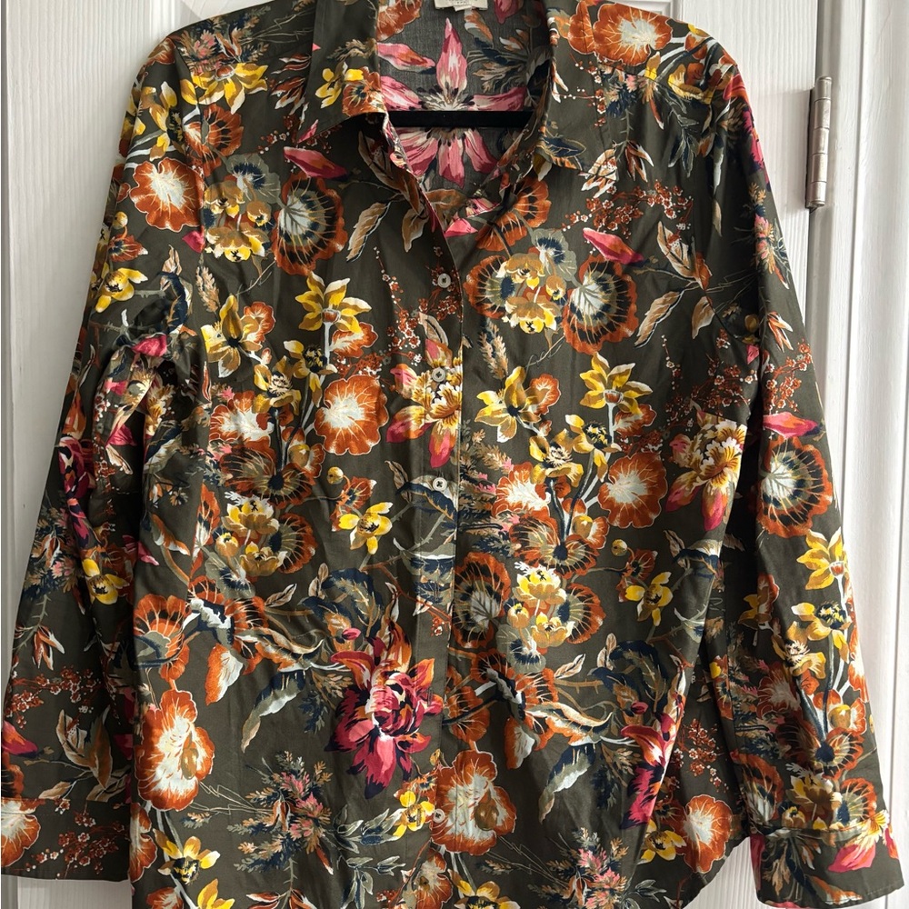 Talbots Multicolor Floral Button-Up Blouse